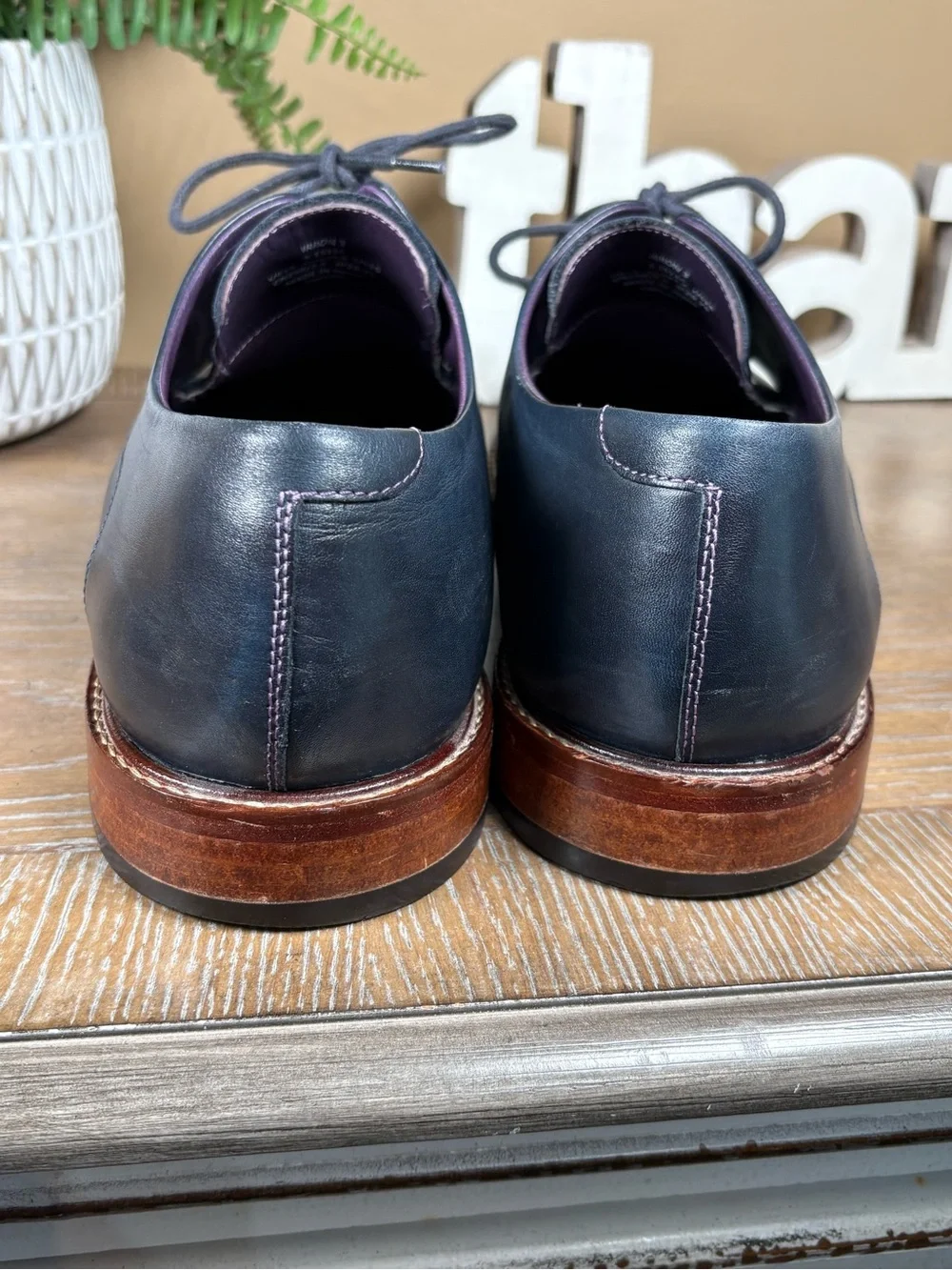 Ted Baker London Iron 3 Plain Toe Derby Navy Shoes Size 15